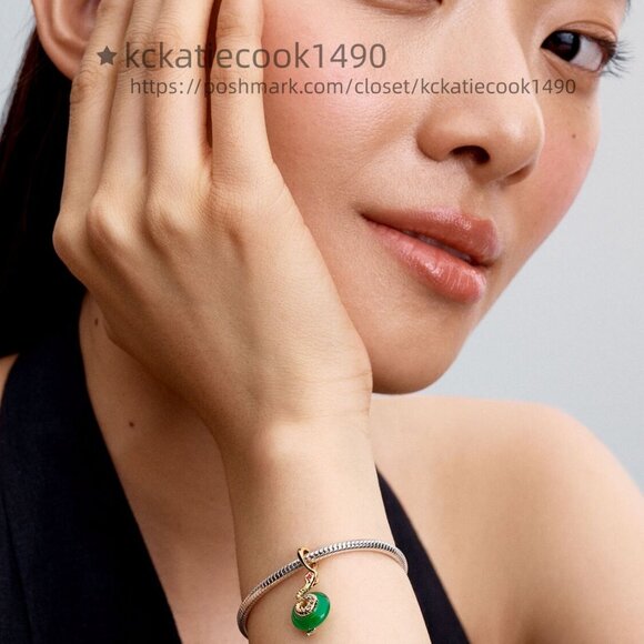 Pandora Snake Green Murano Glass Dangle Charm - Picture 6 of 6